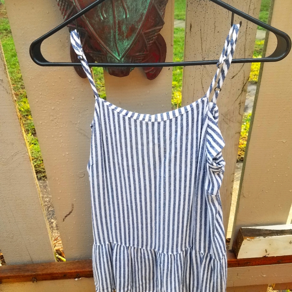 Navy blue and white striped camisole